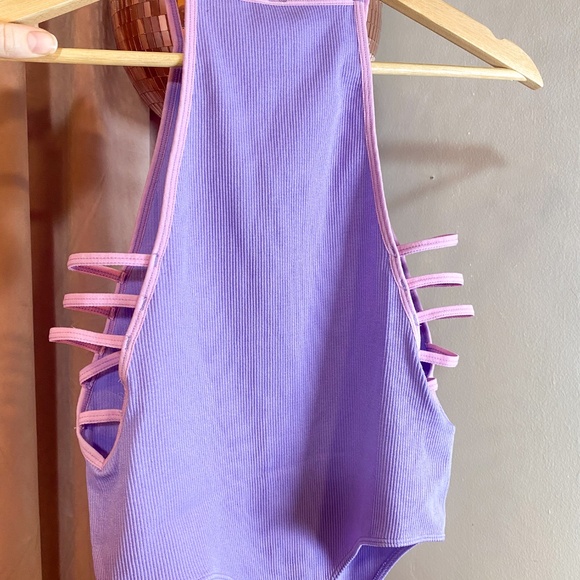 Forever 21 Orchid Knit Ladder Cut Out Body Suit: M/L (New With Tags) - Picture 5 of 8